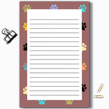 Load image into Gallery viewer, Paw Prints Notepad  (8.5" x 5.5")
